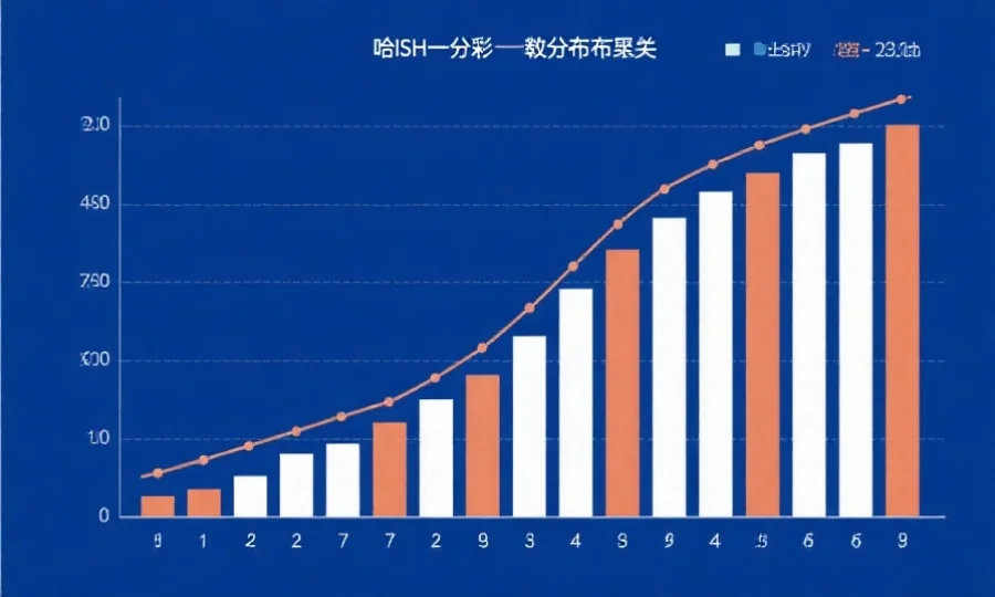 简洁的统计图表展示哈希一分彩的号码分布规律，背景为深蓝色，突出数据曲线和柱状图